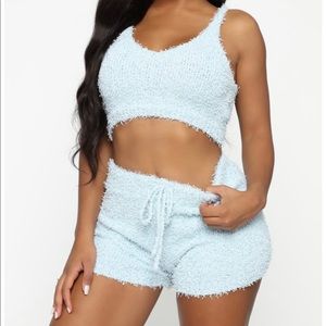 Fashion Nova Baby Blue Lounge Wear Short set